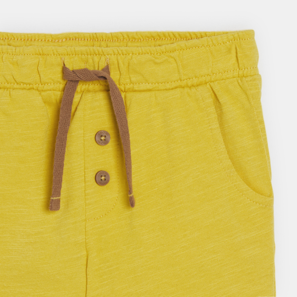 شورت جيرسيه قطني مقلم أصفر اللون للصبي الرضيع